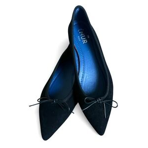 🆕 NUR ITALY Isabella Flats Black Suede Pointed Toe